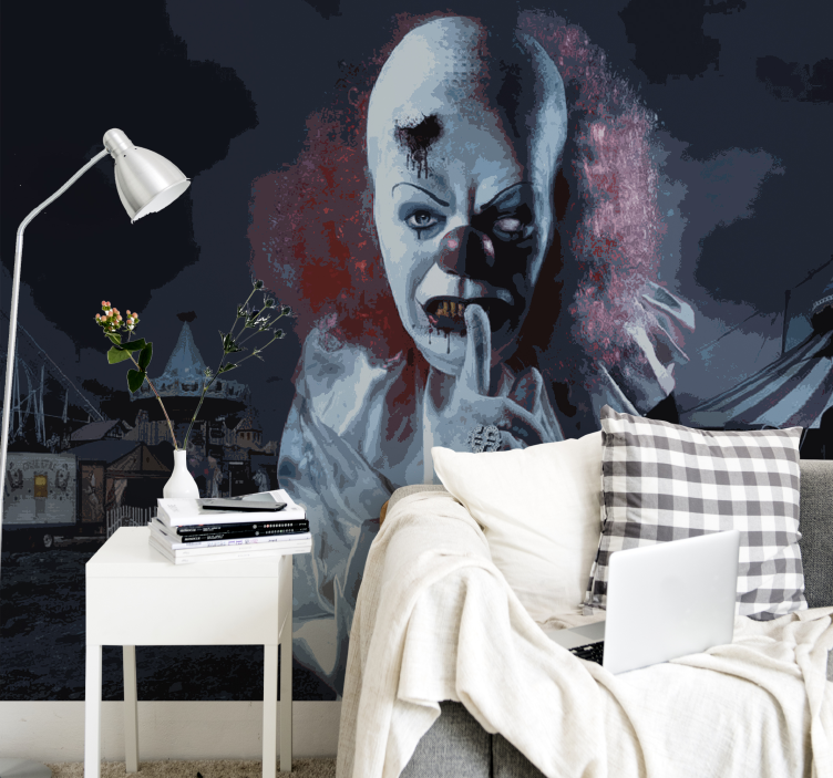 Mural para salón película de terror payaso - TenVinilo