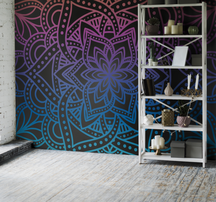 Fotomural Zen mandala plateado salon dormitorio - TenVinilo