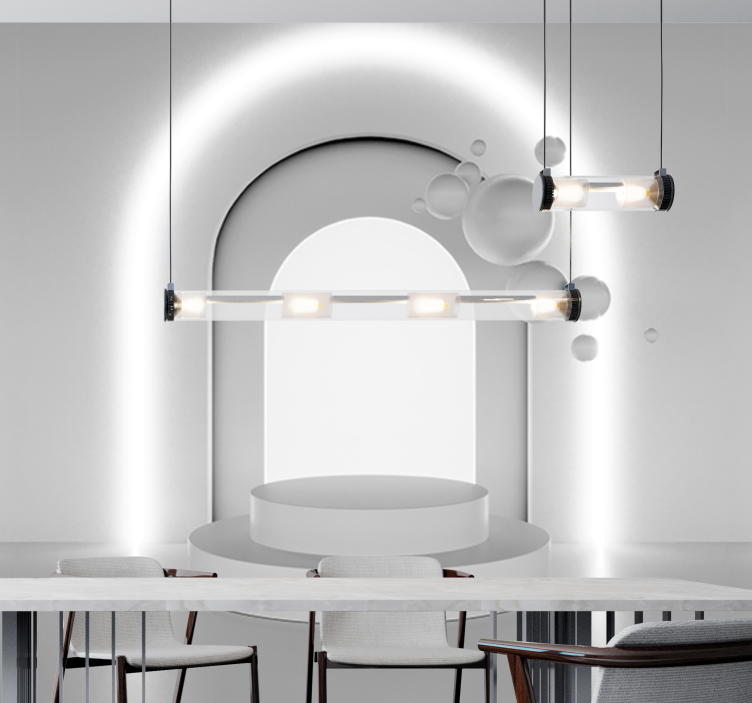 Mural abstracto diseño de arcos geométricos - TenVinilo