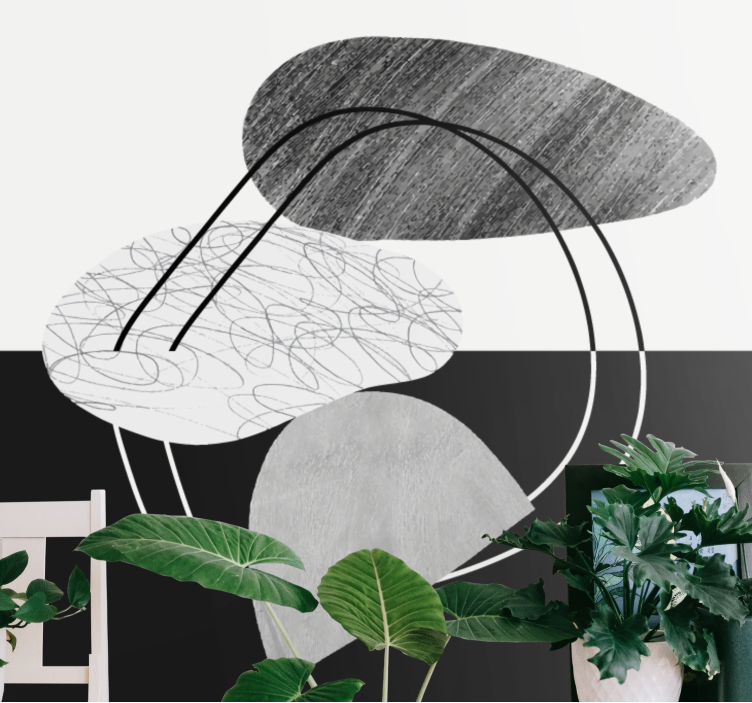 Mural abstracto formas geométricas monocromas - TenVinilo