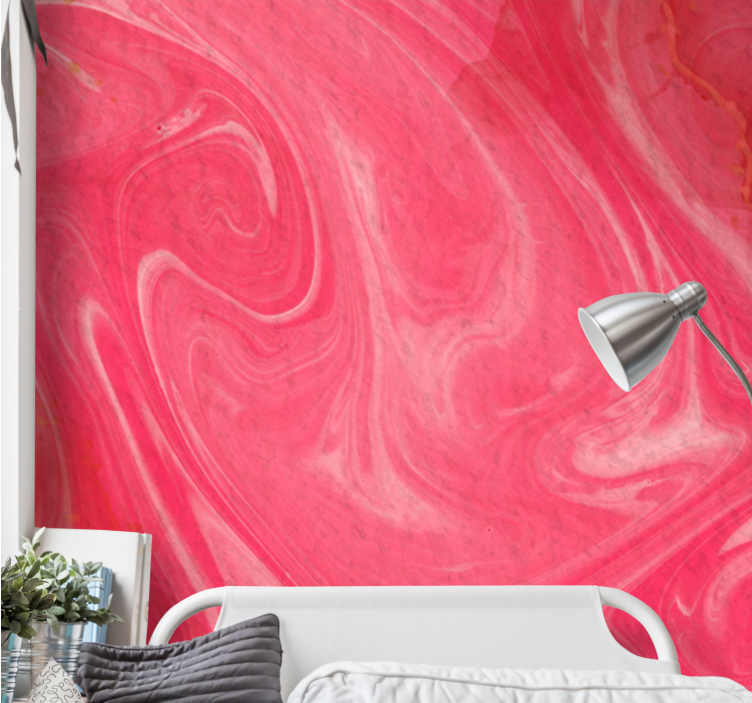 Mural abstracto patrones rosados en espiral - TenVinilo