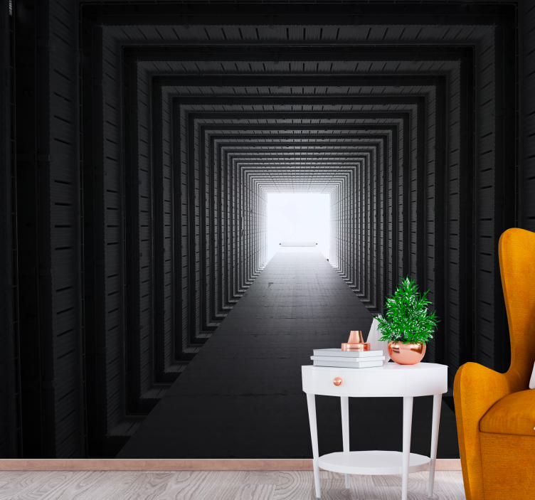 Mural abstracto vista en perspectiva del túnel - TenVinilo