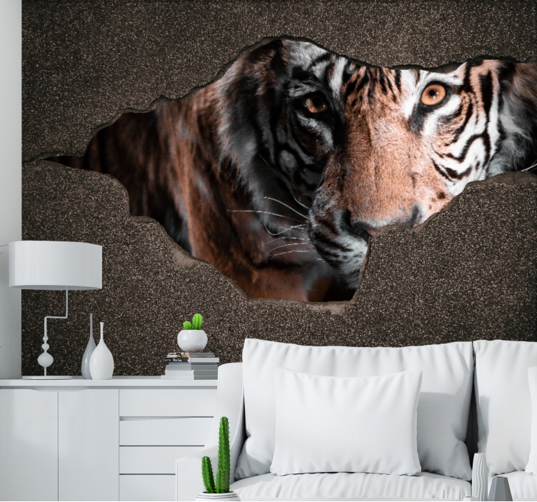 Fotomural animale Tigre 3d en la pared - TenVinilo