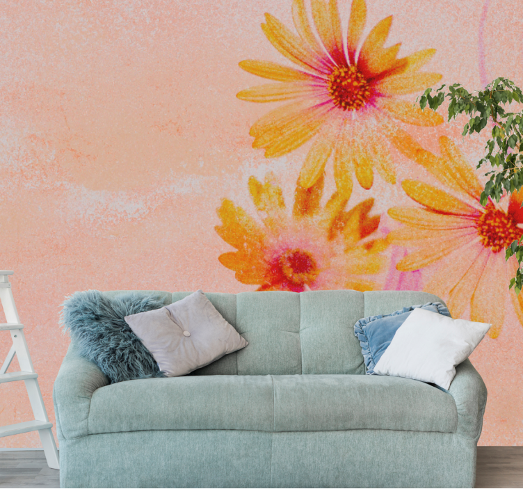 Fotomural arte clásico Fondo floral pintado a mano - TenVinilo