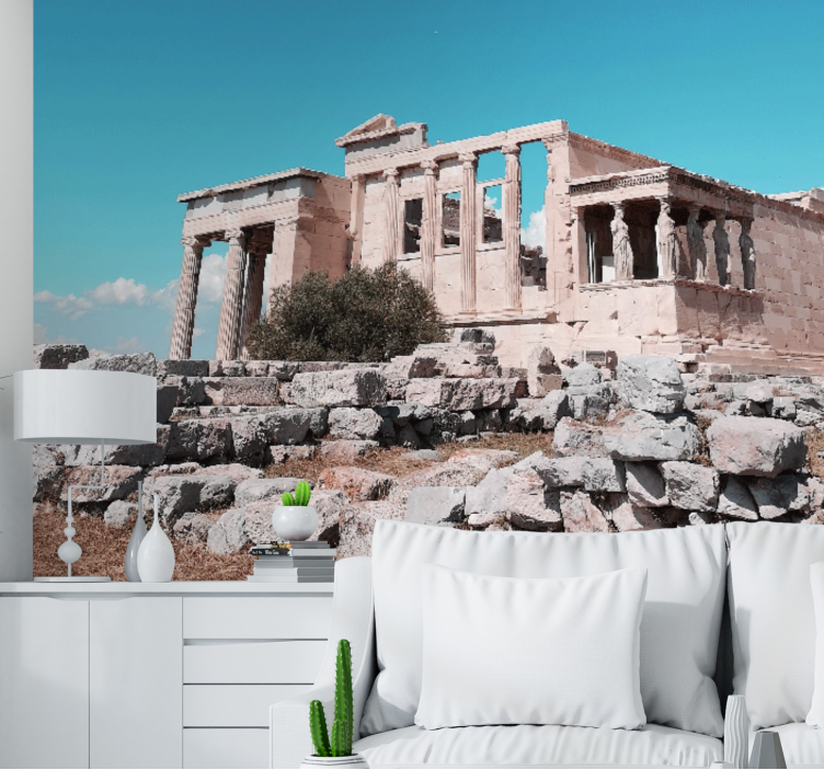 Mural ciudad ruinas de templos antiguos - TenVinilo