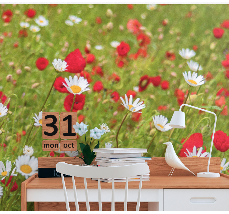 Fotomural de amapolas Pequeñas flores blancas - TenVinilo