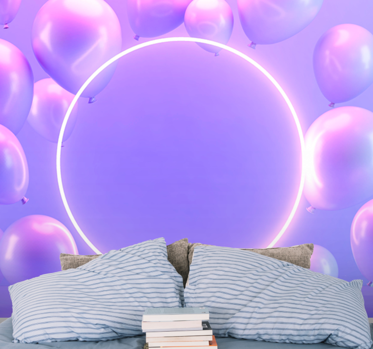 Mural de amor círculo de globos flotantes - TenVinilo