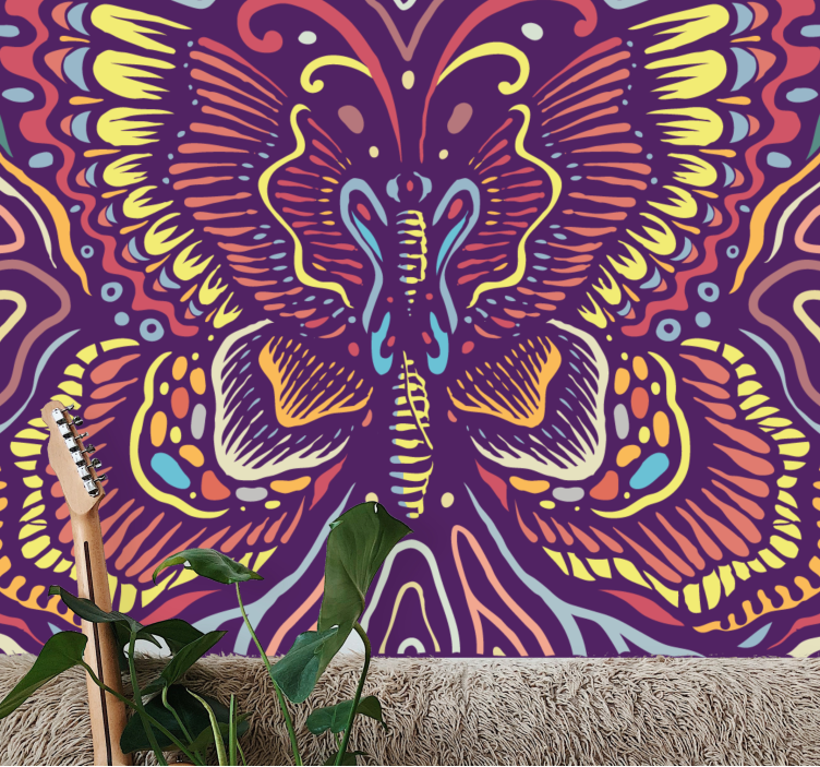 Mural de animales arte de mariposas coloridas - TenVinilo