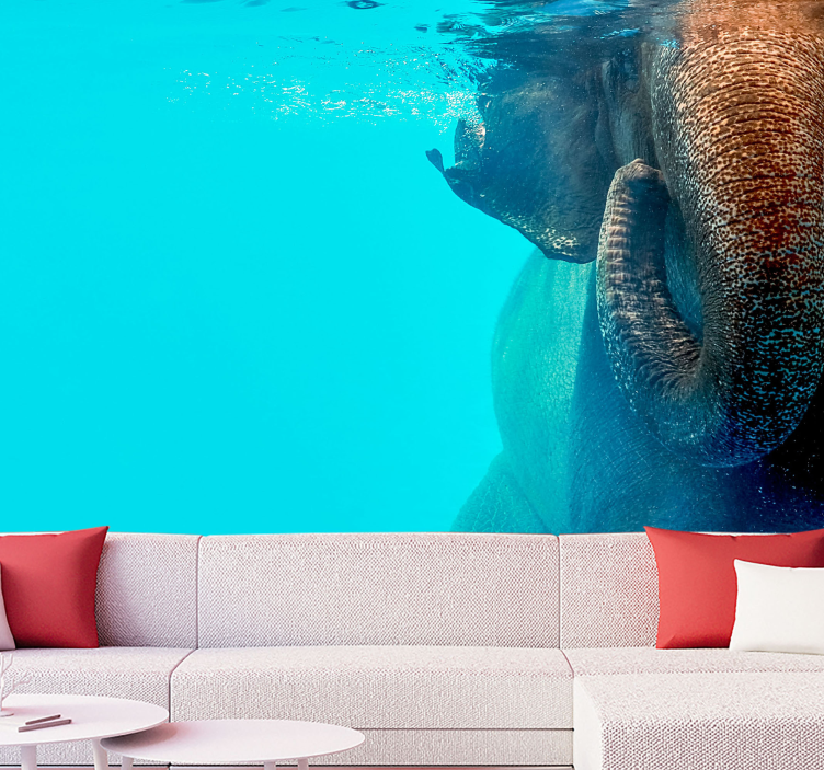 Mural de animales majestuoso elefante submarino - TenVinilo