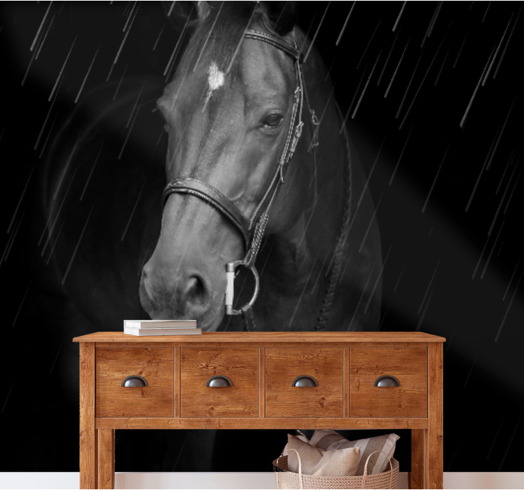 Mural de animales retrato ecuestre real - TenVinilo