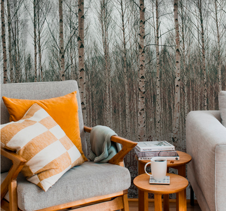 Mural de bosque paisaje de abedules - TenVinilo