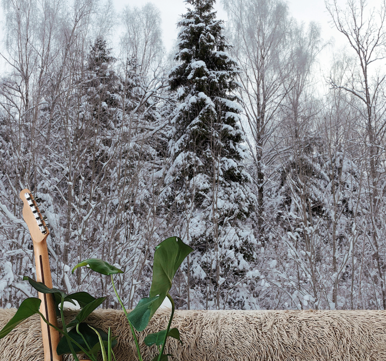 Mural de bosque paisaje invernal - TenVinilo