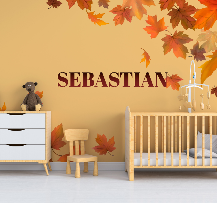 Mural de flores arreglo de hojas de otoño - TenVinilo