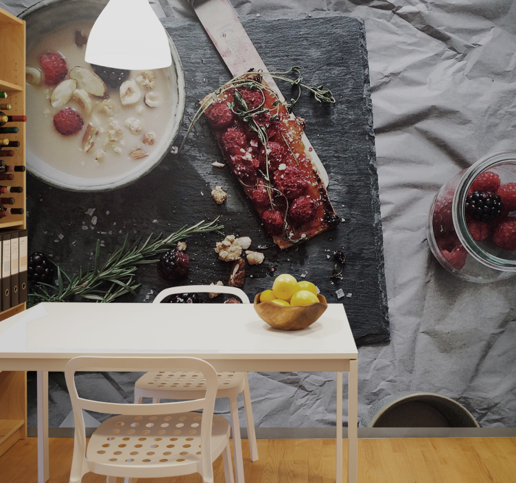 Mural de flores delicia de berries frescos - TenVinilo