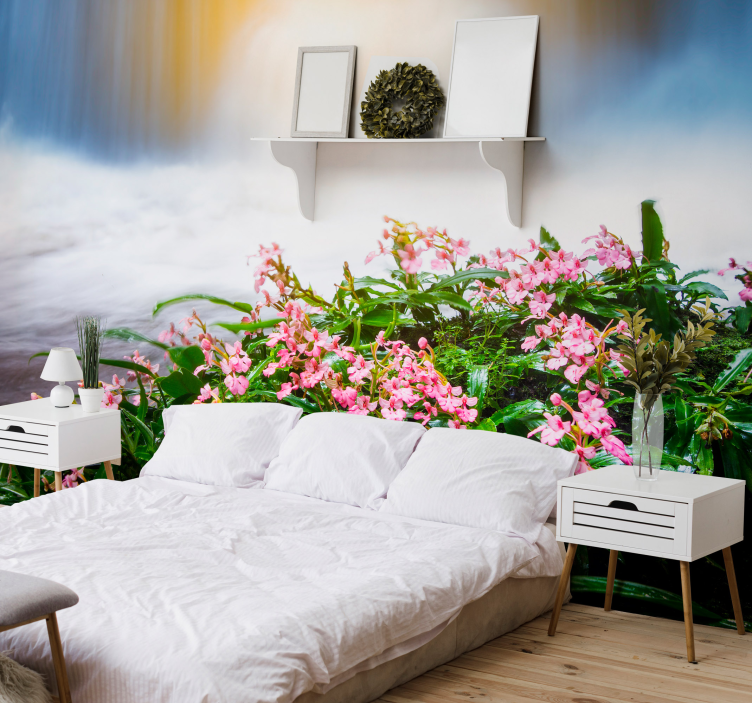 Mural de flores sutiles flores rosas - TenVinilo