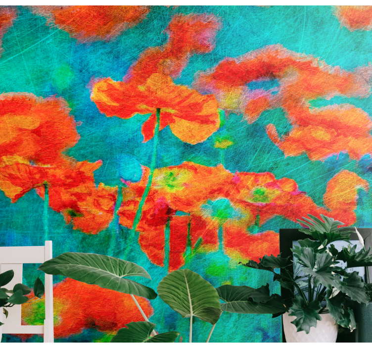 Mural de flores exhibición floral vibrante - TenVinilo