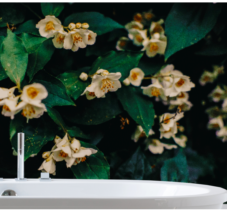 Mural de flores flores blancas delicadas - TenVinilo