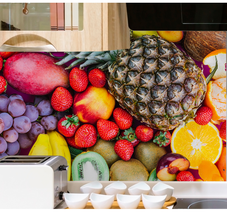 Mural de flores medley de frutas vibrantes - TenVinilo