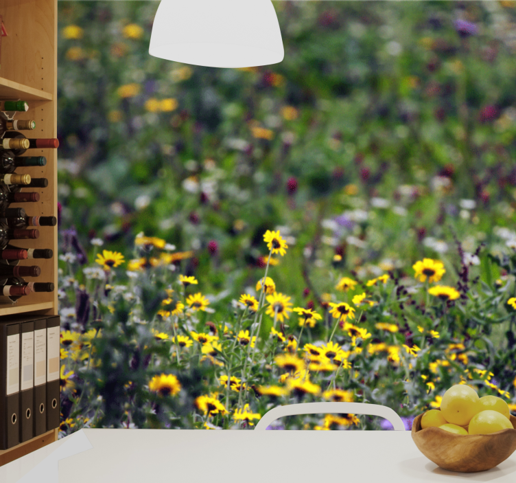 Mural de flores prados soleados en flor - TenVinilo