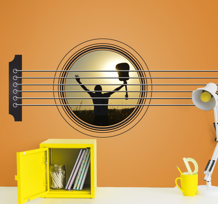 Mural de música celebración de silueta de guitarra - TenVinilo