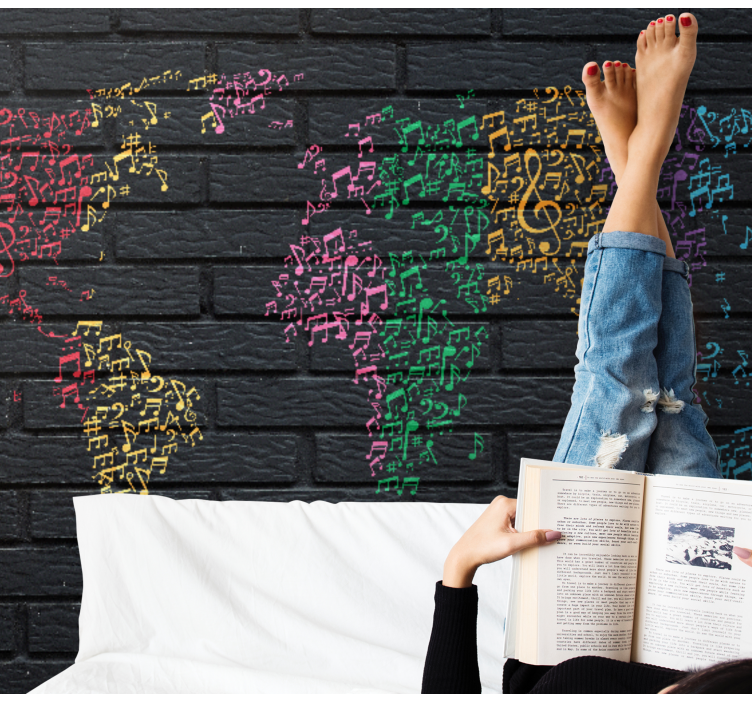 Mural de música mapa mundial musical - TenVinilo