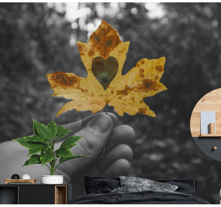 Mural de naturaleza hoja en forma de corazón - TenVinilo