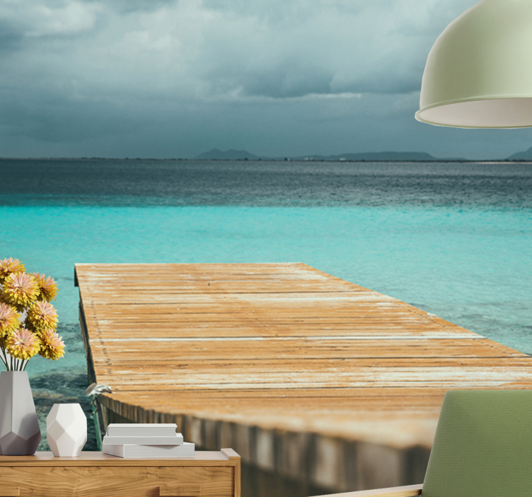 Mural de naturaleza muelle junto al mar sereno - TenVinilo