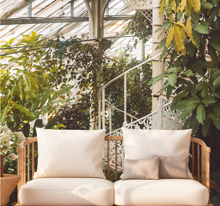 Mural de naturaleza oasis de vegetación exuberante - TenVinilo