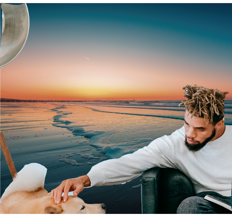 Mural de naturaleza olas del océano al atardecer - TenVinilo
