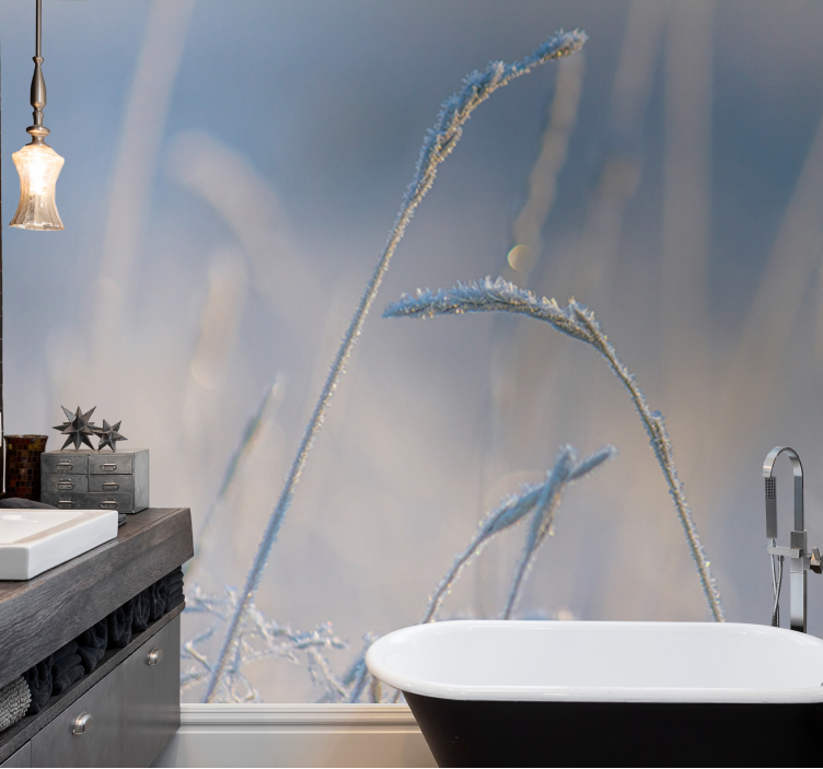 Mural de naturaleza punta de hierba helada - TenVinilo