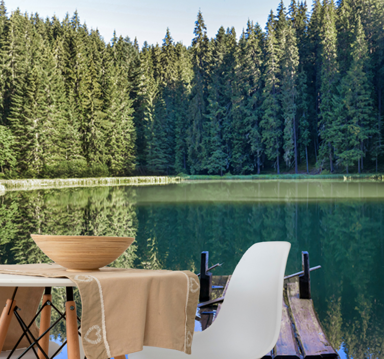 Mural de naturaleza reflejo serene del bosque - TenVinilo