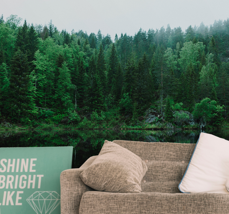 Mural de naturaleza reflexión del bosque tranquilo - TenVinilo