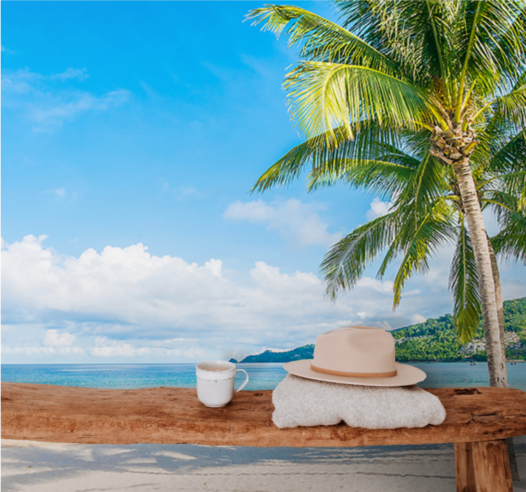 Mural de naturaleza refugio tropical en la costa - TenVinilo