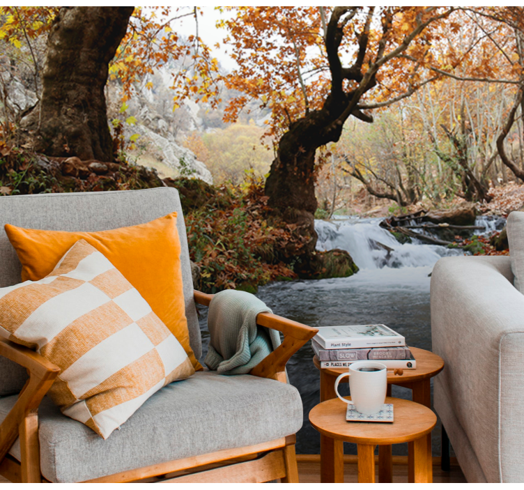 Mural de naturaleza serenidad del arroyo forestal - TenVinilo