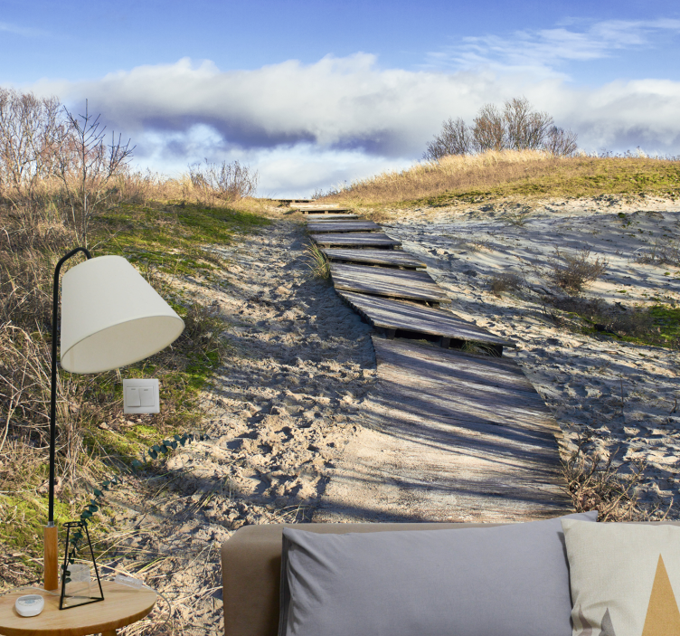 Mural de paisajes camino de madera - TenVinilo