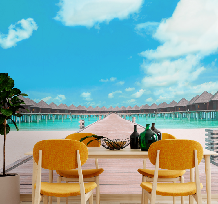 Mural de paisajes camino tropical del muelle - TenVinilo