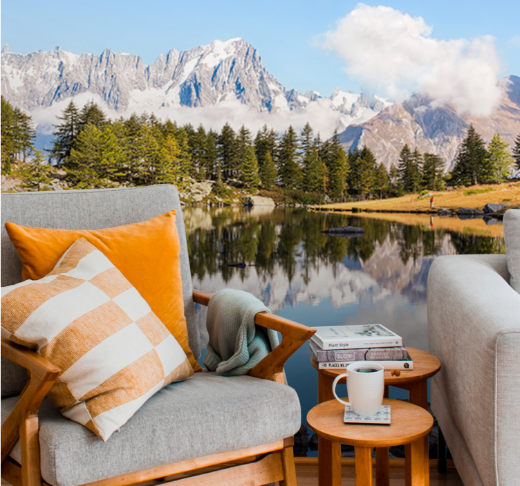 Mural de paisajes reflejo de montañas - TenVinilo