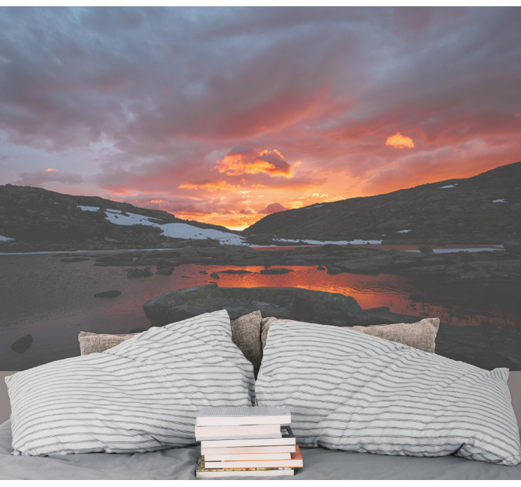 Mural de paisajes reflejo de un atardecer impresionante - TenVinilo