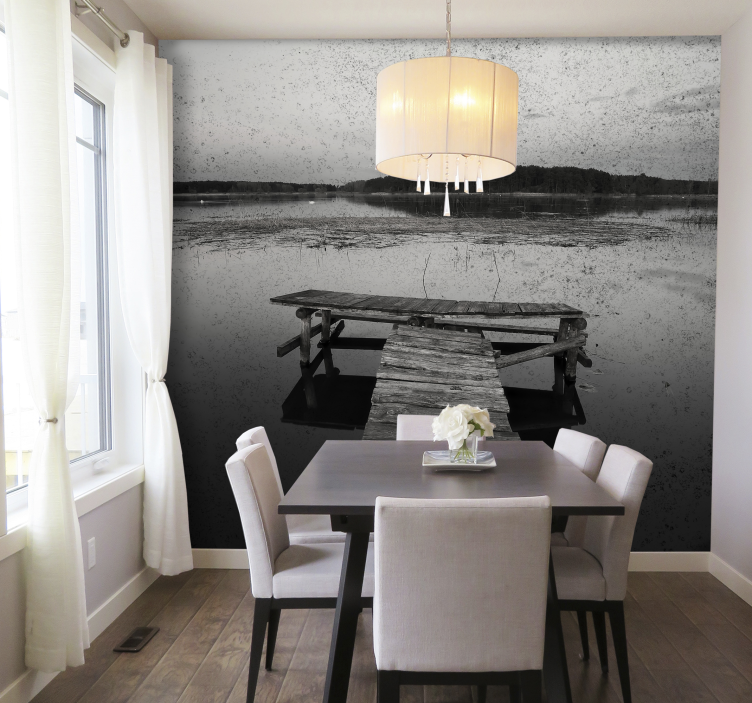 Mural de paisajes reflejos en el muelle - TenVinilo