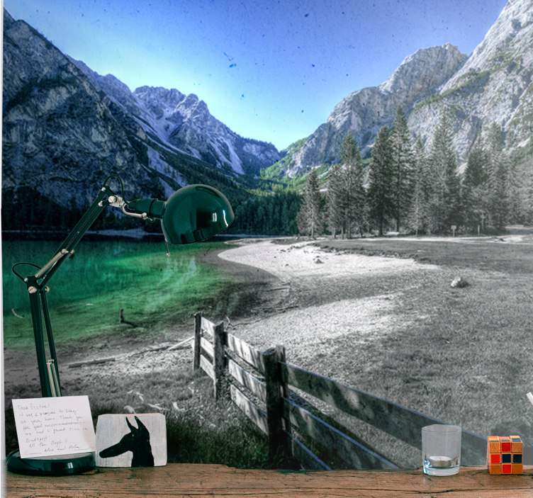 Mural de paisajes serenidad del lago montañoso - TenVinilo