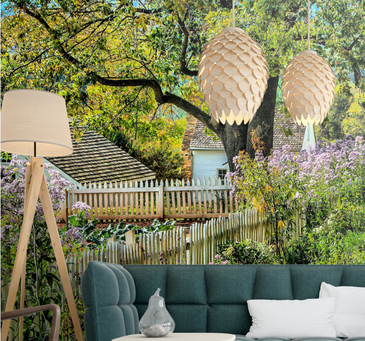 Mural de paisajes vista de jardín sereno - TenVinilo