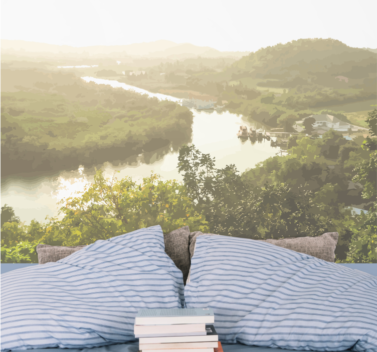 Mural de paisajes vista serene del río - TenVinilo