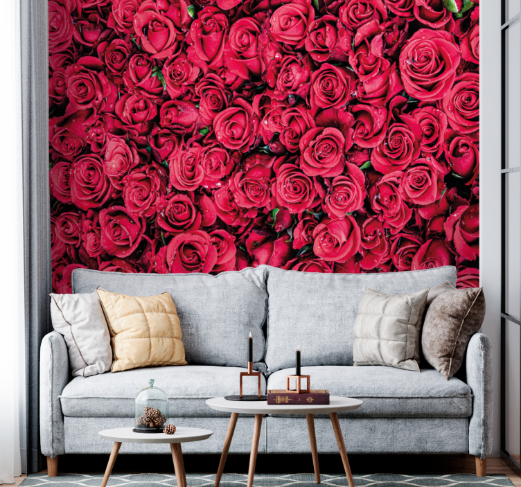 Mural de rosas flores de rosa vibrantes - TenVinilo