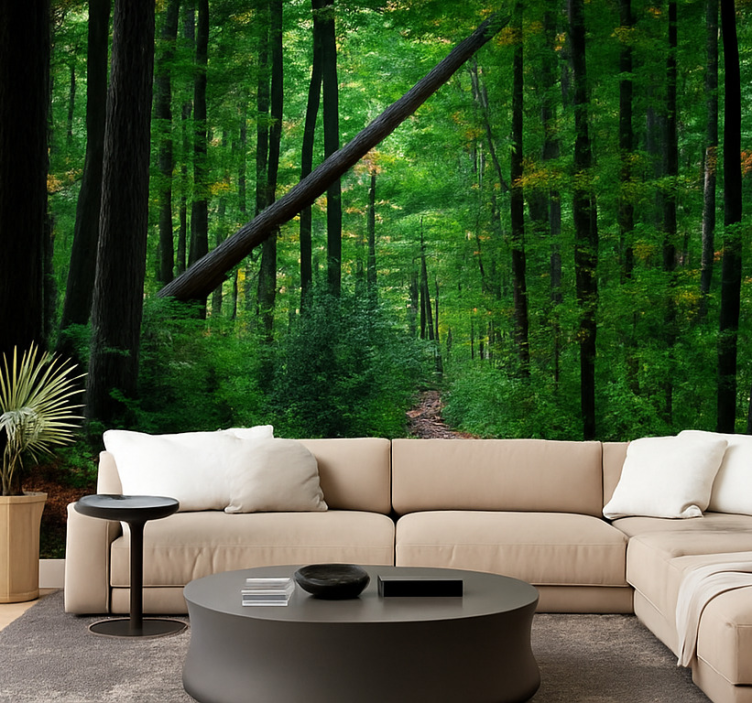 Mural de selva diseño de bosque verde - TenVinilo