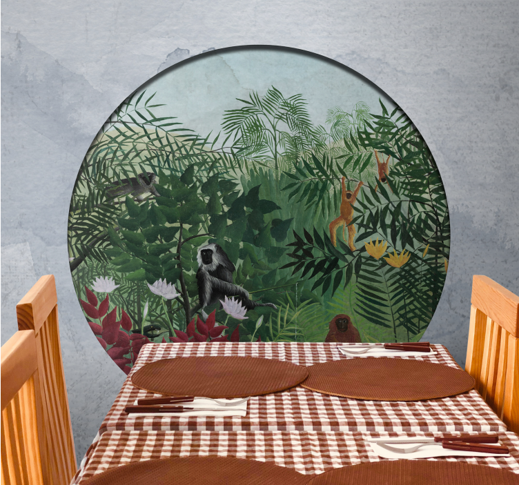 Mural de selva escena vibrante de jungla - TenVinilo