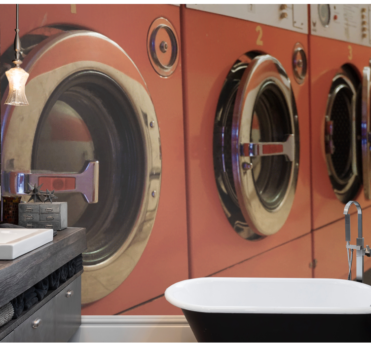 Mural de vehículos lavadoras antiguas - TenVinilo