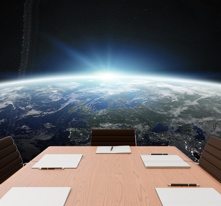 Mural del espacio vista en perspectiva de la tierra - TenVinilo