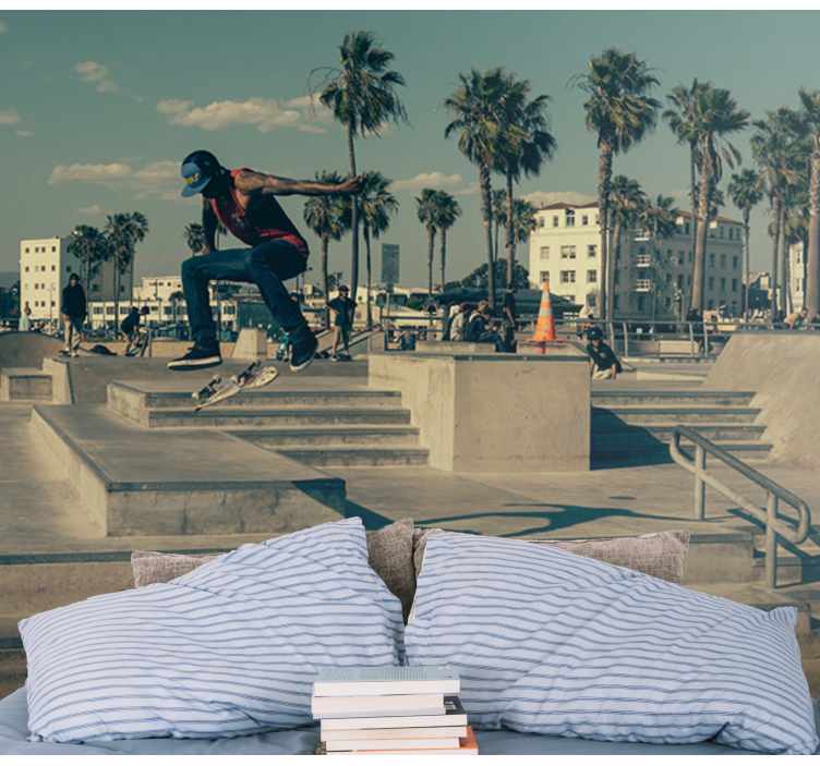 Mural graffiti patinador en acción - TenVinilo