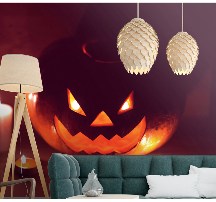 Mural Halloween resplandor de calabaza aterrador - TenVinilo