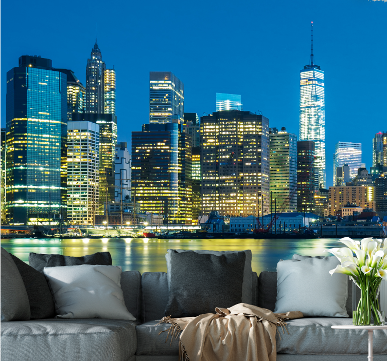 Mural new york skyline nocturno - TenVinilo